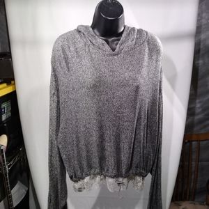 Final Sale - THE KOOPLES SPORT Heathered Gray Sweater w/Lace Trim, size 1…